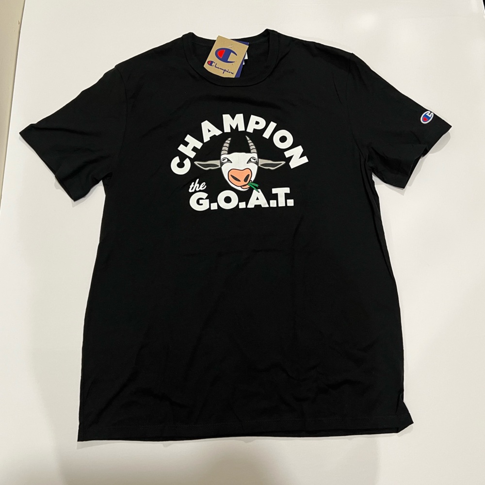 Champion, Men T -Shirt, Champion The G.O.A.T, Black & White